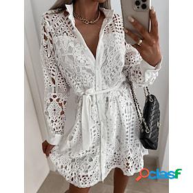 Womens Shirt Dress Casual Dress Cut Out Dress Outdoor Daily