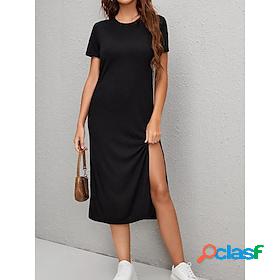 Womens T Shirt Dress Plain Casual Dress Shift Dress Crew