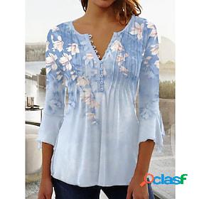 Womens T shirt Tee Black White Navy Blue Button Flowing