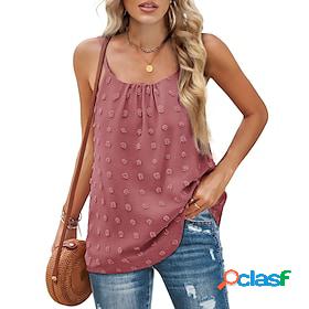 Womens Tank Top Camis Jacquard Adjustable Basic Solid /