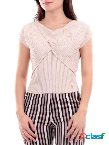 YES ZEE Top in maglia a incrocio Beige
