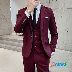 abiti da uomo nero/blu/bordeaux 3 pezzi tinta unita