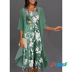set di vestiti da donna vestito a due pezzi abito midi verde