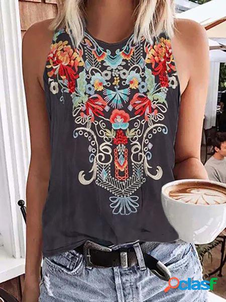 taglia grande senza maniche Bohemian T-shirt