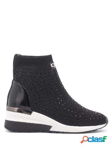 06 Milano Sneakers alte in tessuto elasticizzato con strass
