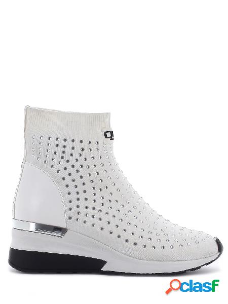 06 Milano Sneakers alte in tessuto elasticizzato con strass