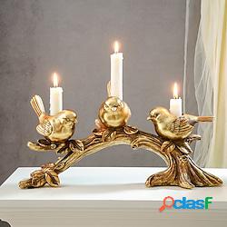 1 candelabro in resina in stile europeo creativo tre uccelli