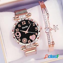 1 orologio al quarzo con decorazioni in strass 1pc bracciale