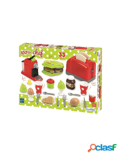100% chef maxi set per la colazione con tostapane, macchina