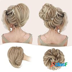 2 pz disordinato chignon pezzo di capelli ricci scrunchies