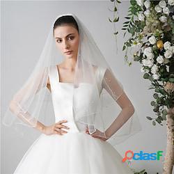 2 strati Con perline Veli da sposa Velo medio (ai fianchi)