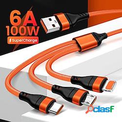 6a 3 in 1 cavo di ricarica micro usb tipo-c caricatore