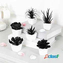 6pcs pianta succulenta artificiale nera piccola pianta in