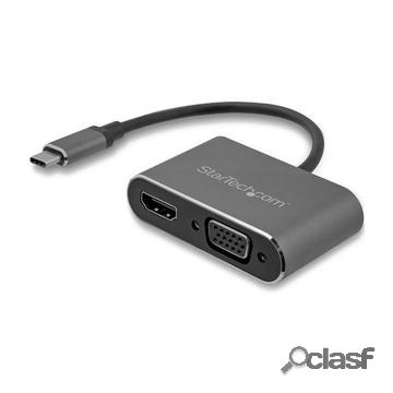 Adattatore usb-c a vga + hdmi 2 in 1 4k 30hz grigio