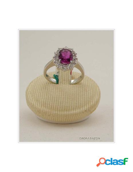 Anello oro bianco 18kt con rubino e diamanti - 1651513