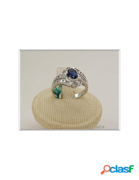 Anello oro bianco 18kt con zaffiro e diamanti - 165153
