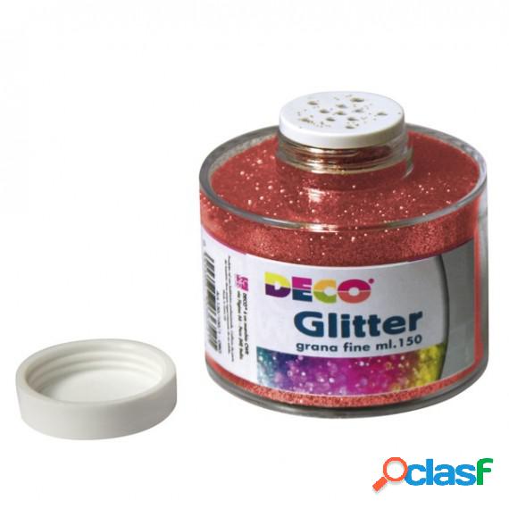 Barattolo Glitter - grana fine - 150ml - rosso - DECO
