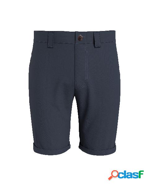 Bermuda chino blu in gabardina di cotone elasticizzata