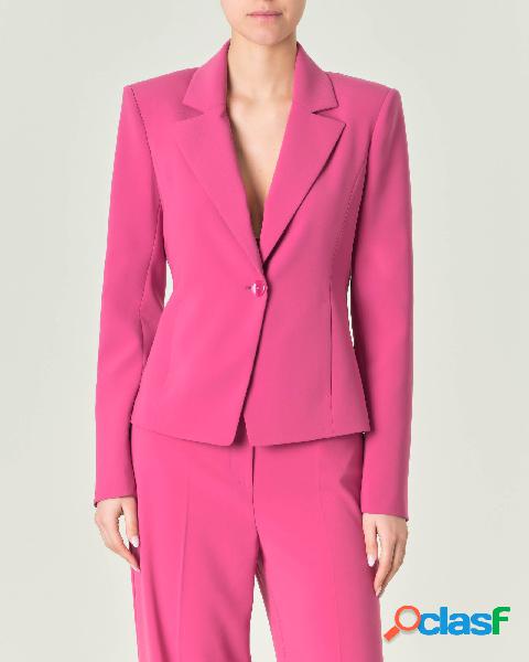 Blazer color fucsia in crêpe sablé con cut out sulla