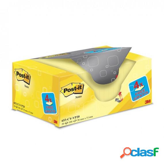 Blocco foglietti Post it - 653CY-VP20 - 38 x 51 mm - 72 gr -