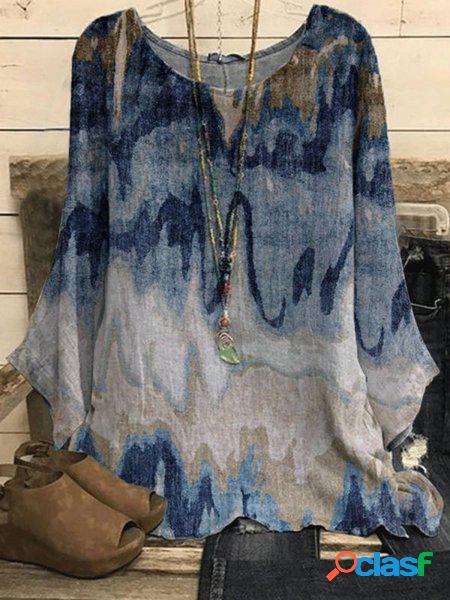 Blu strisce Stampato Maniche Lunghe Casuale Dritto Camicie &