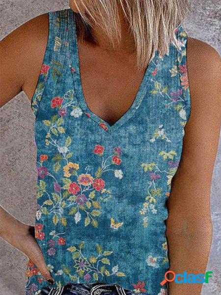 Bohemian Scollo a V Paisley Misto Cotone gilet