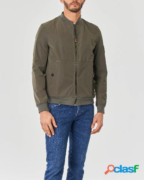 Bomber verde militare in tessuto di misto cotone
