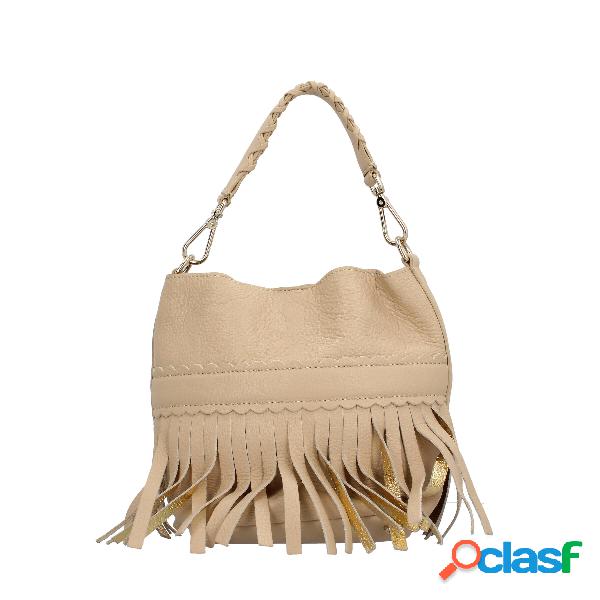 Borsa a mano in vera pelle - Beige / TU