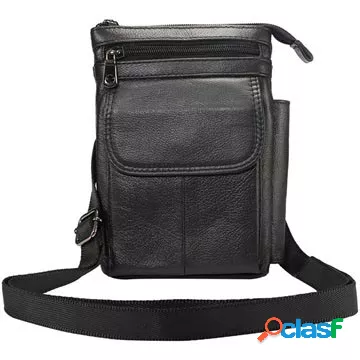 Borsa a tracolla universale multifunzionale in pelle - nera