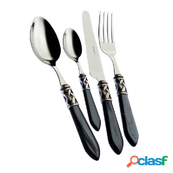 Bugatti Aladdin Argentate Set Posate 24 Pz Nero Madreperla