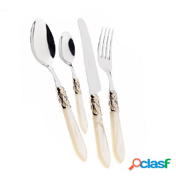 Bugatti Aladdin Dorate Set Posate 24 Pz Avorio Madreperla