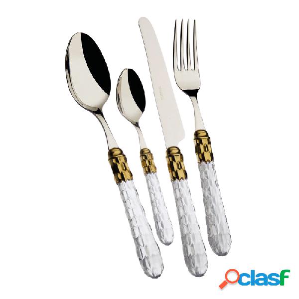 Bugatti Cristallo Dorate Set Posate 24 Pz Trasparente