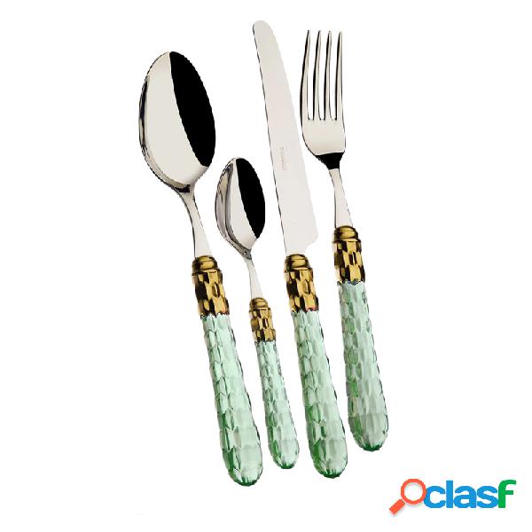 Bugatti Cristallo Dorate Set Posate 24 Pz Verde