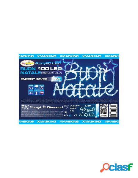 Buon natale effetto ghiacciato ac-h 100 led bianco & blu,