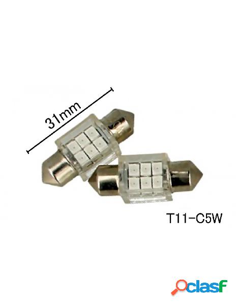 Carall - coppia 2 lampade led t11 c5w siluro 31mm quadrato
