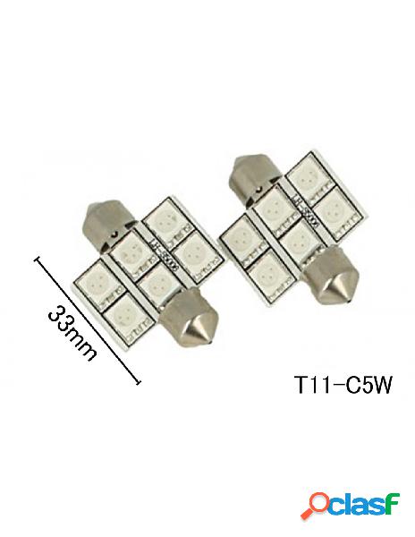 Carall - coppia 2 lampade led t11 c5w siluro 33mm con 6 smd