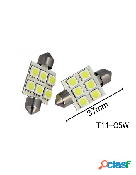 Carall - coppia 2 lampade led t11 c5w siluro 37mm con 6 smd