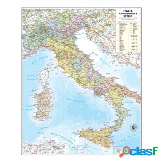 Carta geografica Italia amministrativa e stradale - murale -