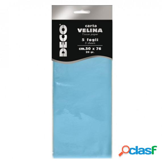 Carta velina - 20 gr - 50 x 76 cm - azzurro - Deco - busta 5