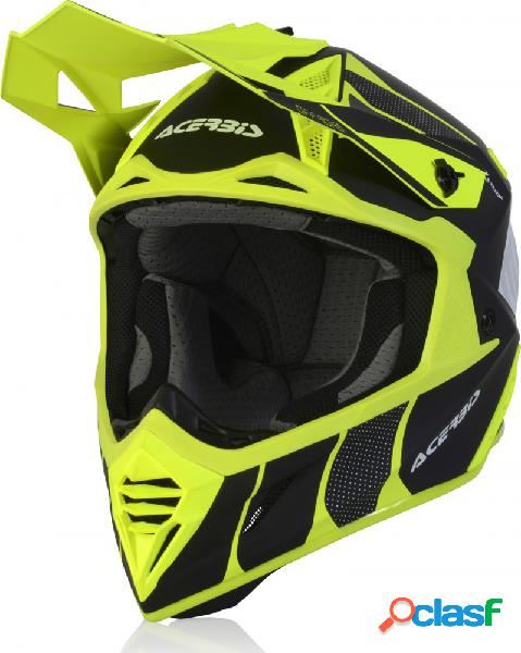 Casco cross Acerbis X-TRACK VTR in fibra Nero Giallo Fluo