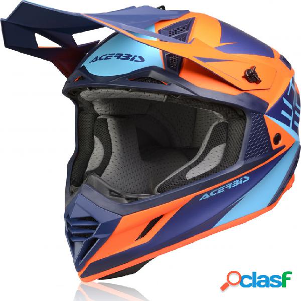 Casco cross Acerbis X-Track VTR in fibra Blu Arancio