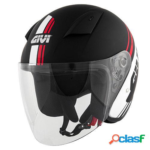 Casco jet Givi 30.3F Geneve nero opaco rosso bianco