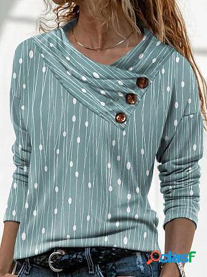 Casual Loose Polka Dot Print Long Sleeve T-shirt