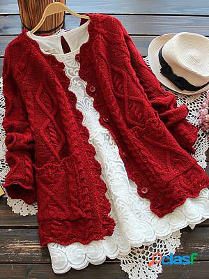 Casual Loose Solid Button Sweater Cardigan