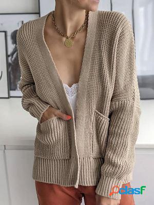 Casual Loose Solid Color Sweater Cardigan