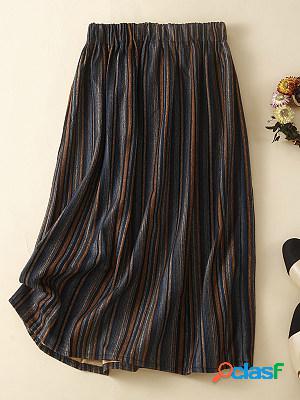 Casual Vintage Pleated Wool Skirt
