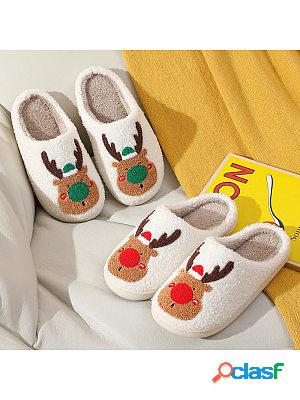 Christmas Elk Home Warm Plush Shoes