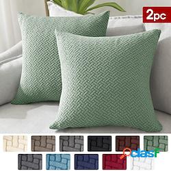 Confezione da 2 federe per cuscino jacquard in tinta unita,