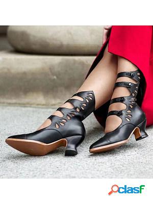 Cutout toe heeled Roman sandals