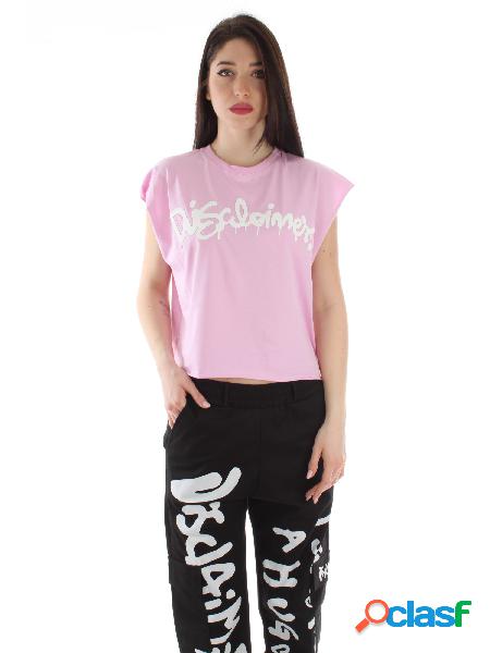 DISCLAIMER t-shirt con maniche ad aletta ROSA